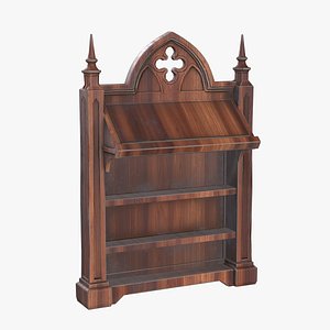 Stylized Gothic Bookshelf Game Ready Wooden Shelf