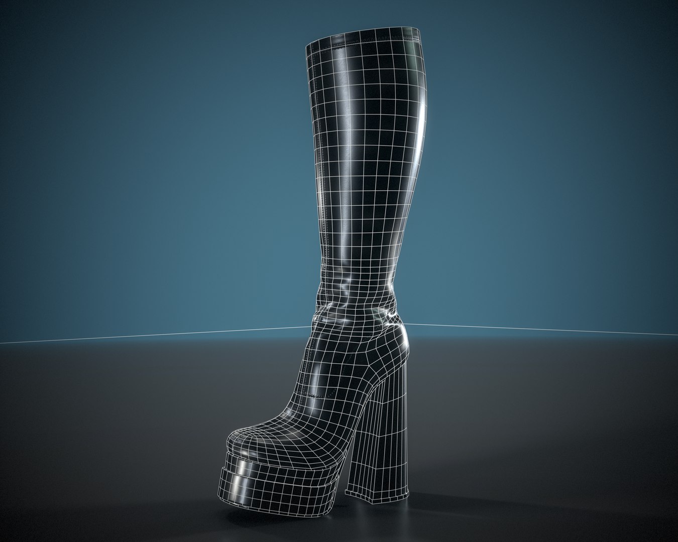 3D Model Double Platform Knee High Boots - TurboSquid 2139348