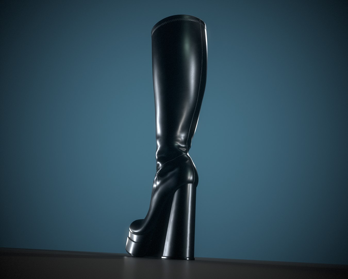 3D Model Double Platform Knee High Boots - TurboSquid 2139348
