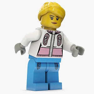 Minifigure LEGO Teenager Girl Rigged for Cinema 4D 3D