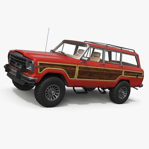 Vintage Utility SUV Wood Panels Red Simplified
