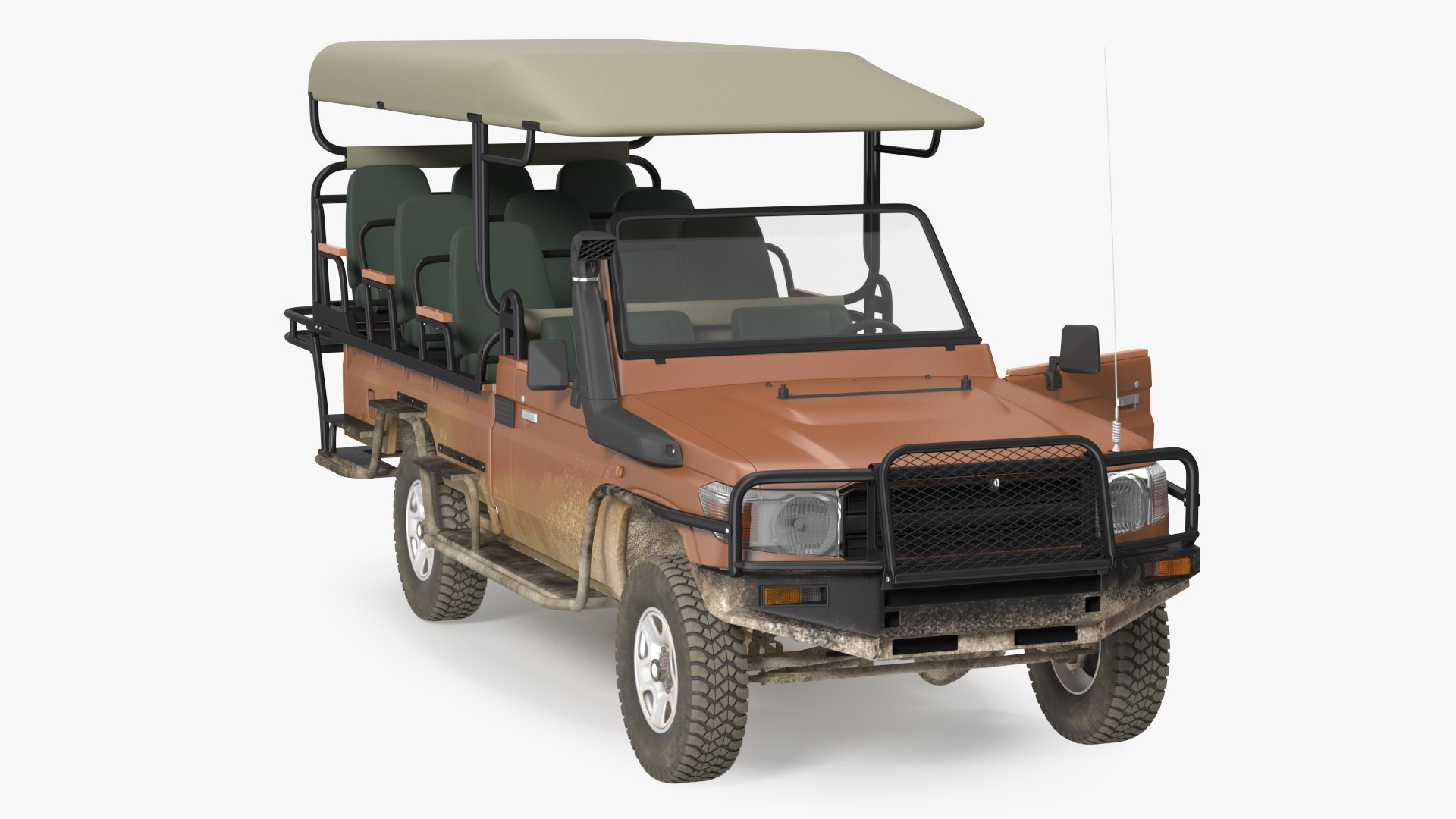 Safari Open Sided 4x4 Vehicle Rigged 3D model preview