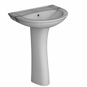 3D pedestal half wash basin