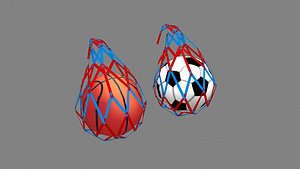 Cartoon football and basketball - net bag 3D model