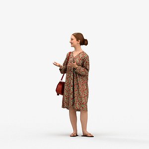 00584Poppy004 - Teen Caucasian girl talking in public wearing autumn or spring attire with bag