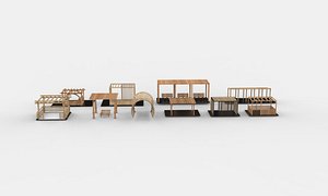 Wooden pergola all 3D model