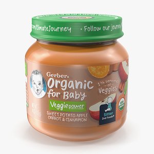 Carrot Baby Food Jar Gerber 113g 3D model