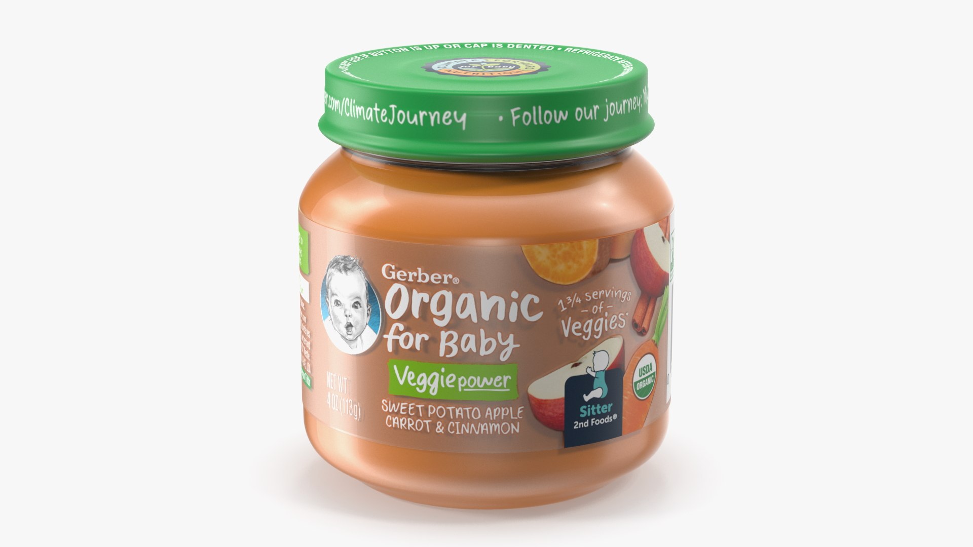 Carrot Baby Food Jar Gerber 113g 3D model preview