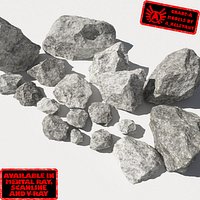 Rocks - Stones 11 Jagged RM19 - Chalk White 3D Rocks or Stones