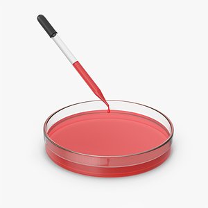3D model Petri Dish With Glass Dropper