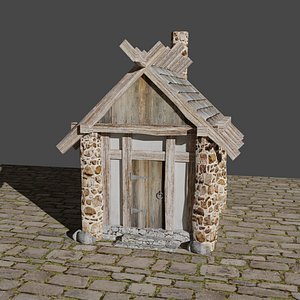3D model LowPoly medieval house