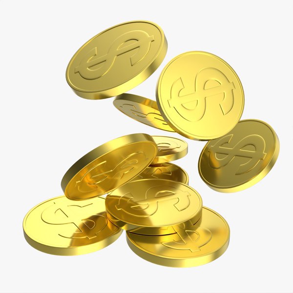 Gold coins falling 02 3D model