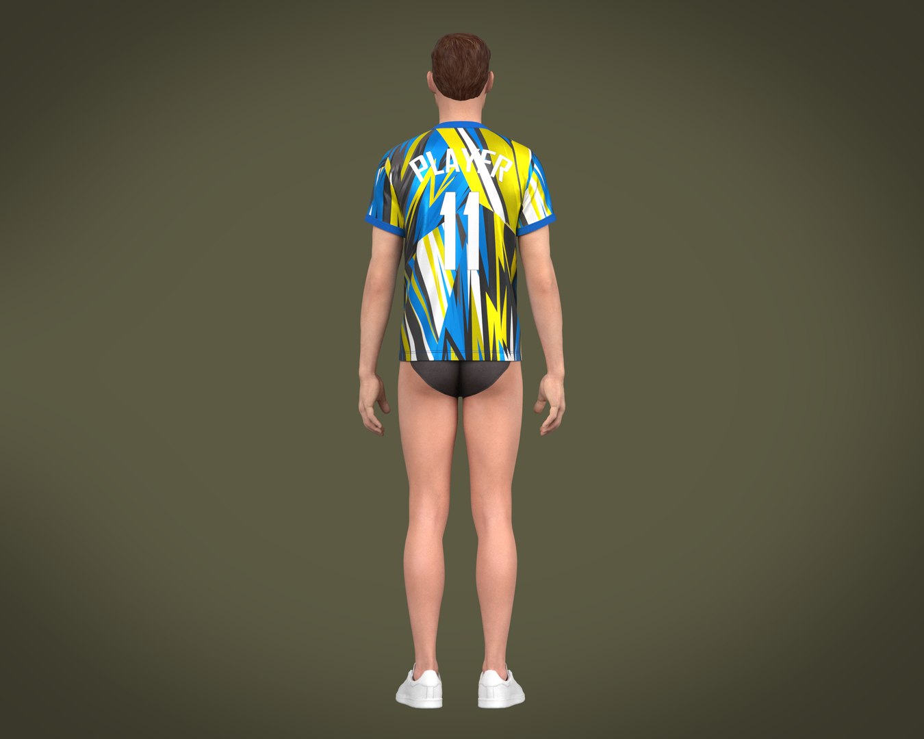 Soccer Football Mustard Yellow With Blue Jersey Player-11 model -  TurboSquid 2038633