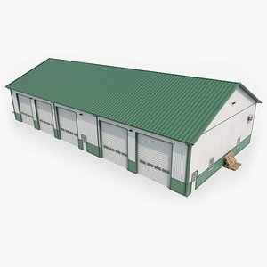 3D Industrial Building 21 Green model
