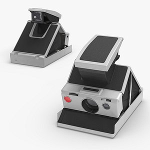 Vintage Folding Instant Camera White Black