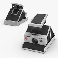 Vintage Folding Instant Camera White Black