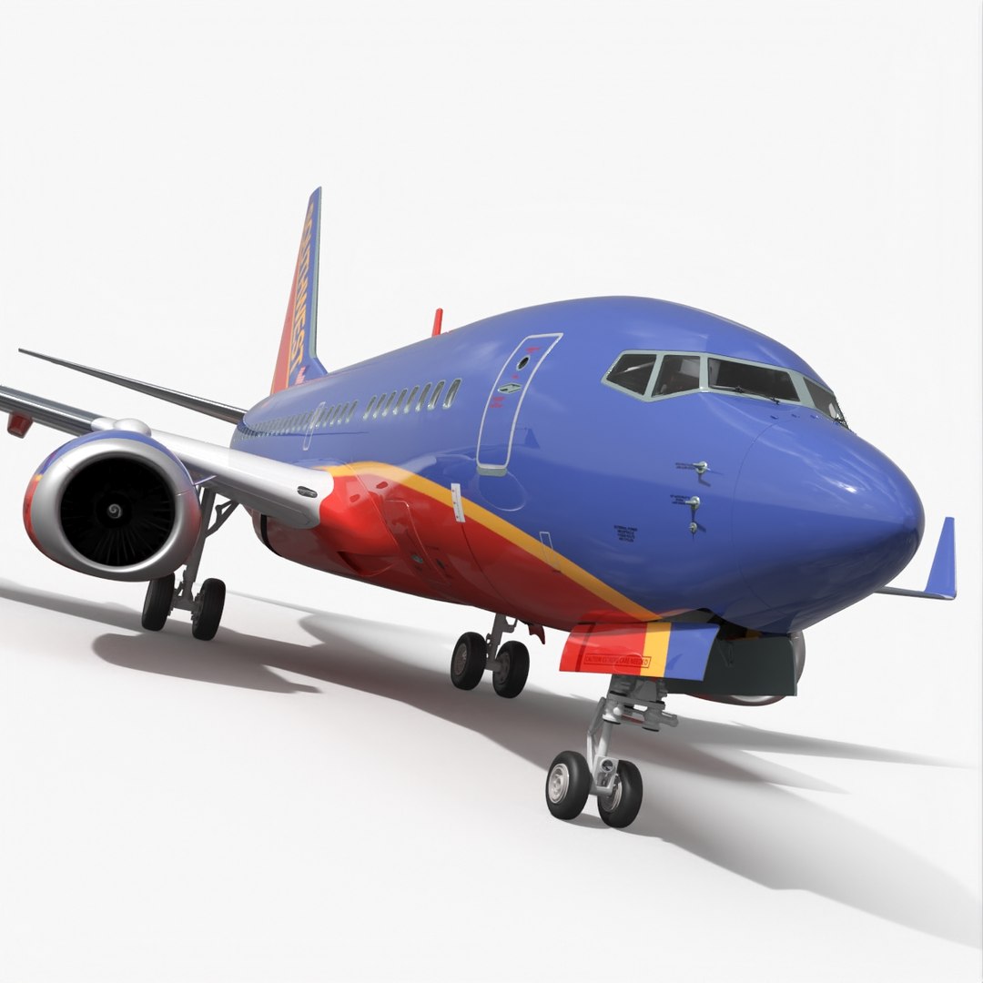 Southwest Airlines Boeing 737-700 with Interior Rigged for Cinema 4D 3D model preview