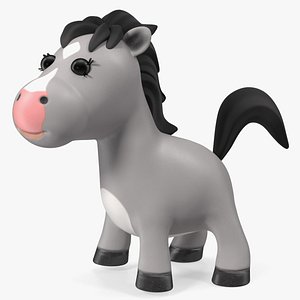 3D Cartoon White Horse Rigged for Maya