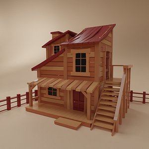 3D Low Poly Wild West House model