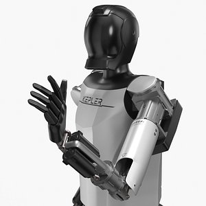 Kepler Humanoid Robot Silver Rigged for Cinema 4D 3D
