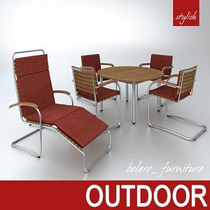 outdoor garden bolero table chairs 3d model
