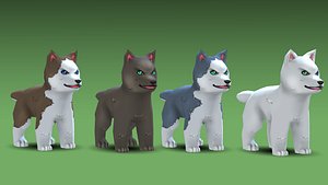 Low Poly Hand Painted Husky