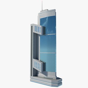 Low-Poly Sci-Fi Skyscraper - 918 Tris PBR Tower 4K