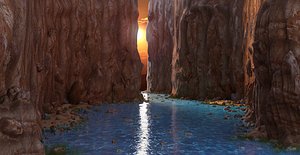 3D fantasy river rock