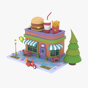 High poly Burger Shop 01 model