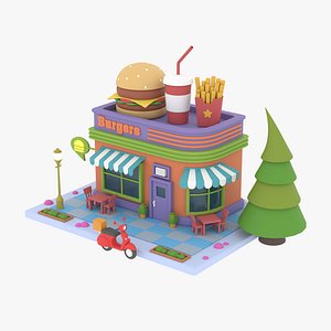 High poly Burger Shop 01