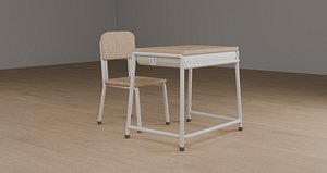Japanese school desks 3D