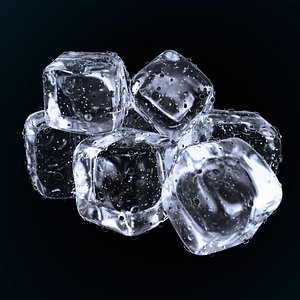 ice cubes water droplets 3D model