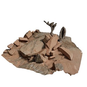 Fallen Red Rock Pile Scan 8k