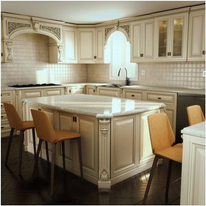 3D Classic Kitchen 8K-PBR Textures model