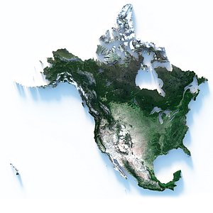 USA Canada Mexico Terrain Map