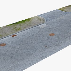 Concrete Road Pavement Brick 3d Scanned 3D model