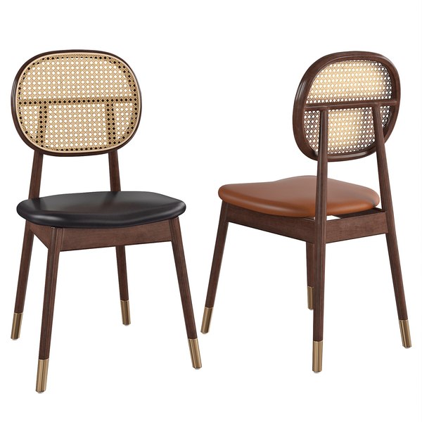 Modello 3D Sedia DC1599 4093 in similpelle e rattan TurboSquid