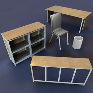 desk chair office 3d model