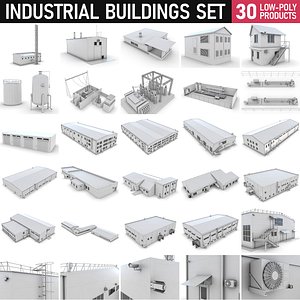 Industrial Buildings Set - 30 Pack 3D model