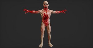 Rigged Realistic Bloody Monster Game-Ready