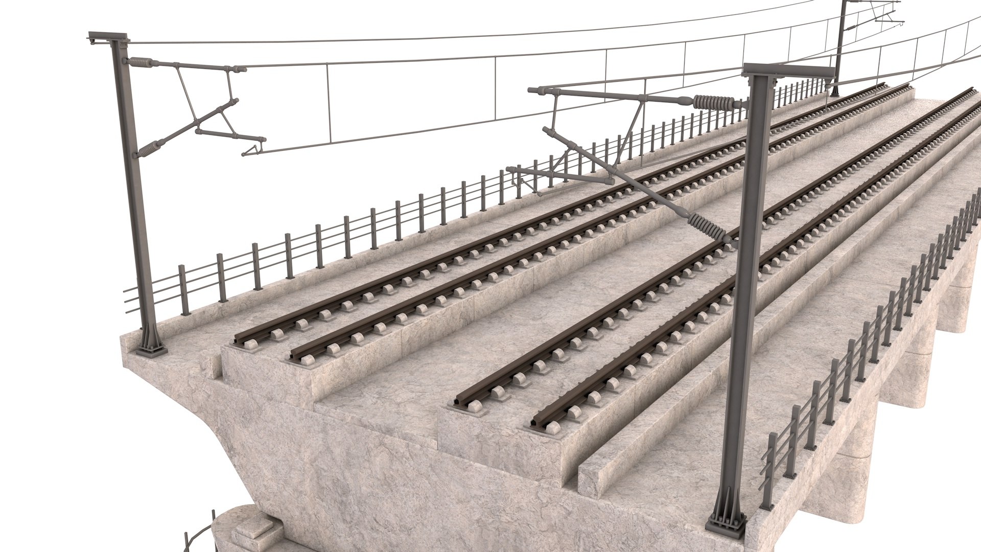 High Speed Rail Bridge Section 3D Model - TurboSquid 1811636