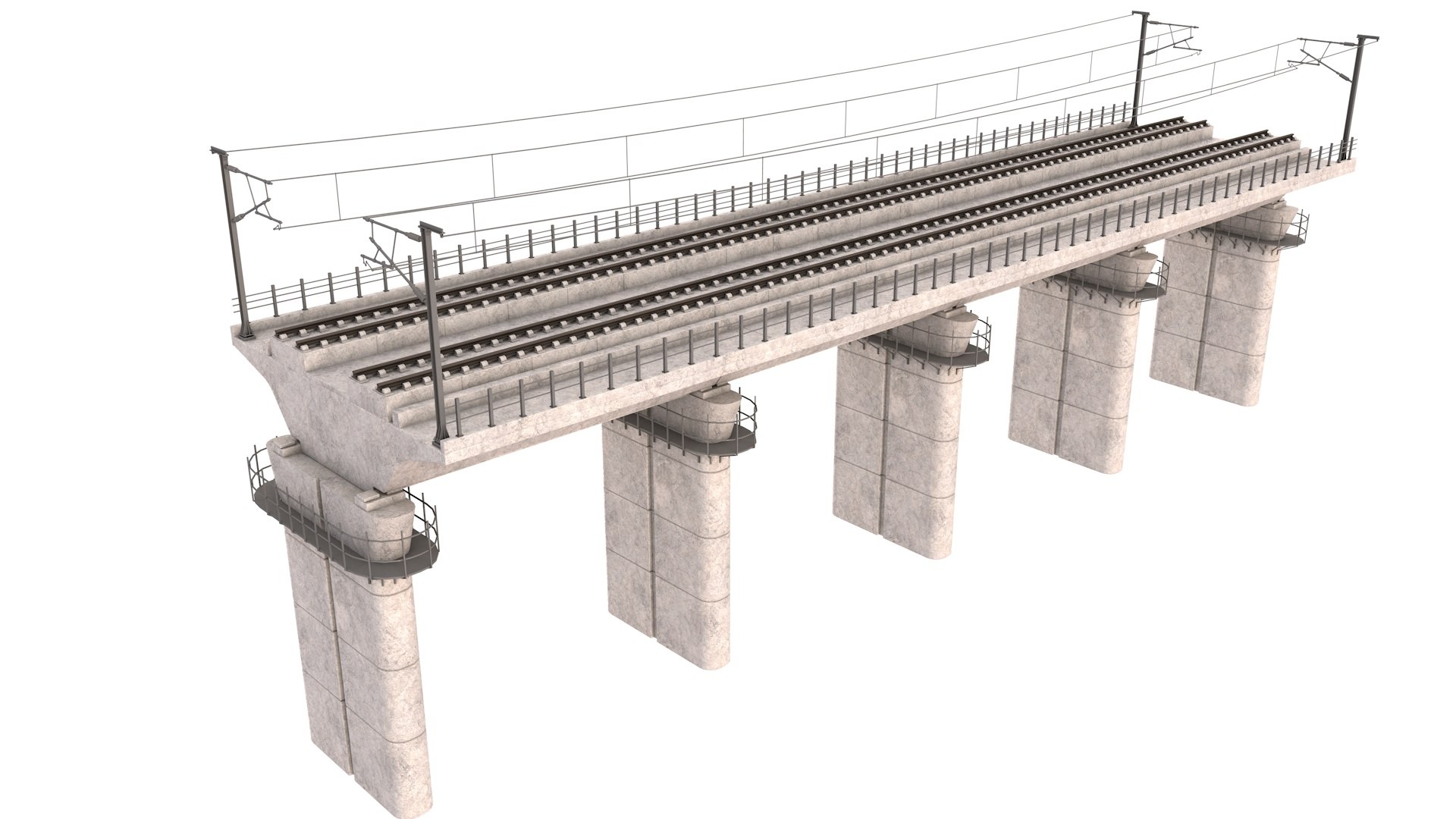 High Speed Rail Bridge Section 3D Model - TurboSquid 1811636