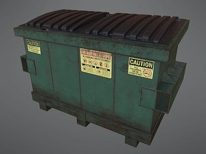 Lowpoly PBR Rusty Dumpster and Trashbag