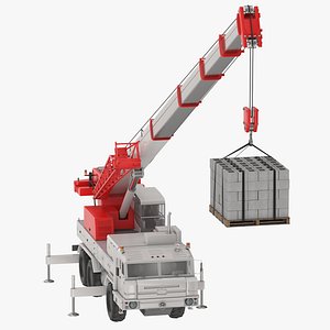 Compact Mobile Crane With Load 3D model