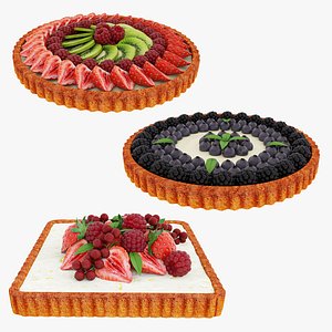 3D Fruit berry tart collection model