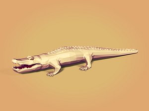 LowPoly Polygonal Cartoon Crocodile - Alligator Figurine - Statue
