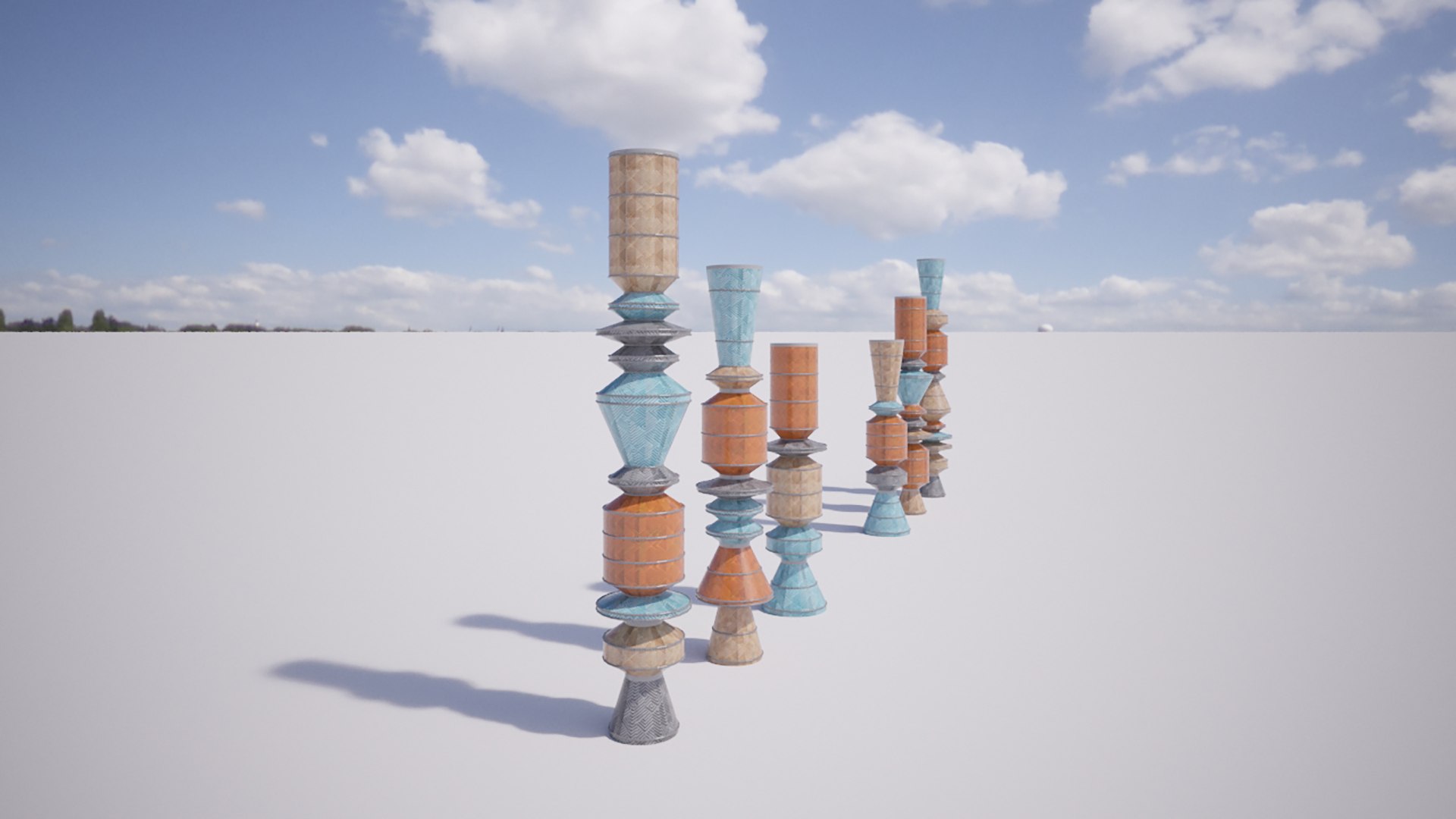 Abstract Iconic Columns Sculpture Landmark Model - TurboSquid 2413831