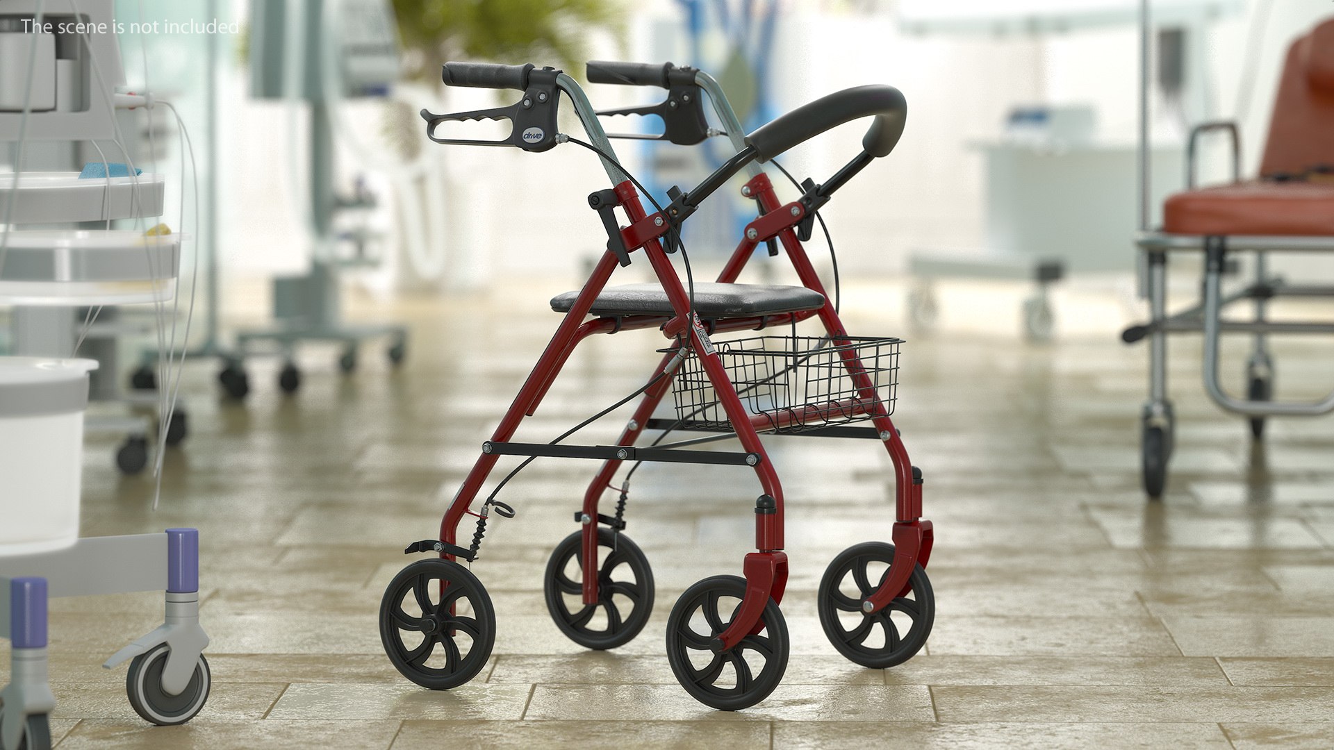 Drive Medical Four Wheel Rollator 3D model preview