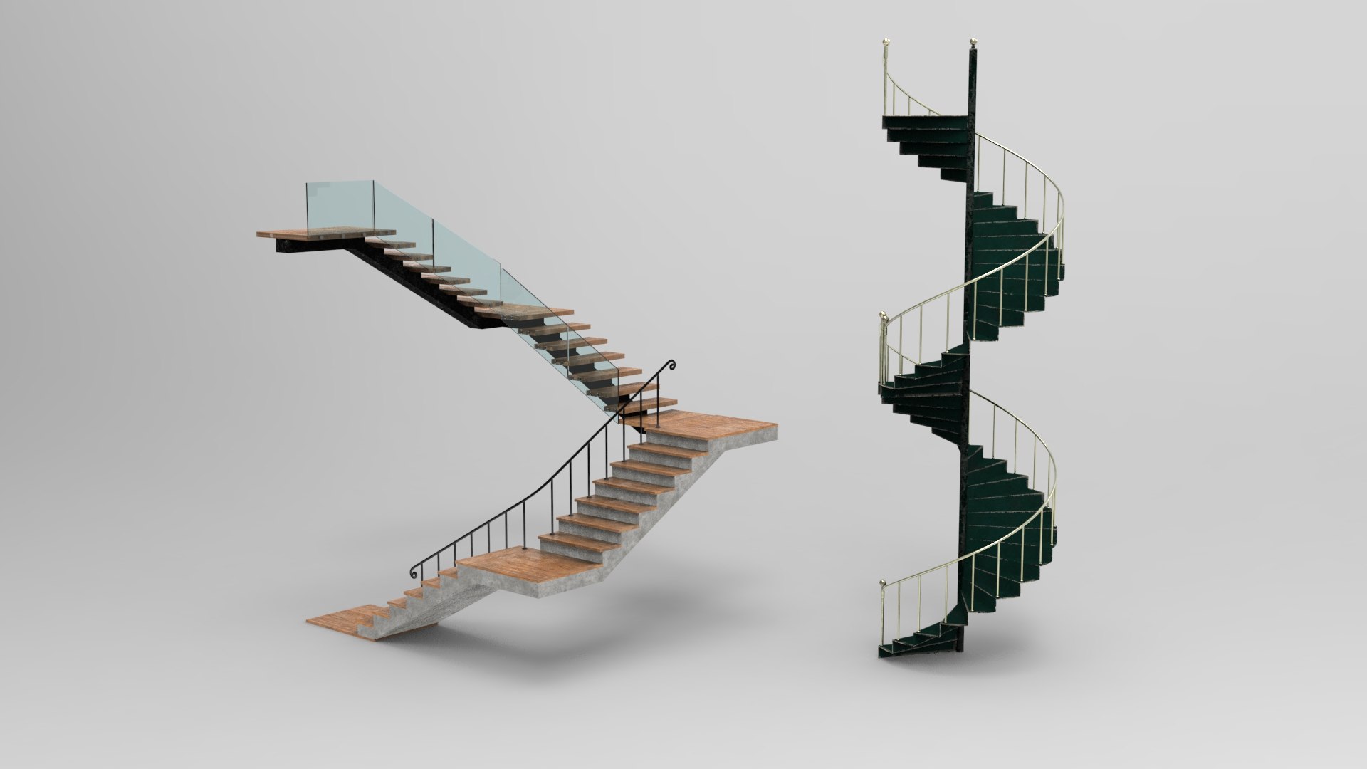 3 staircase models model - TurboSquid 1956820