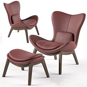 calligaris lazy armchair footstool 3d model
